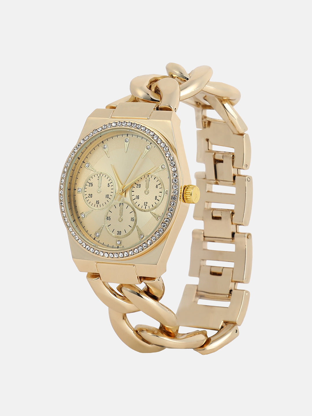 The Three-Dial Chunkylink Cushion Watch - California Gold
