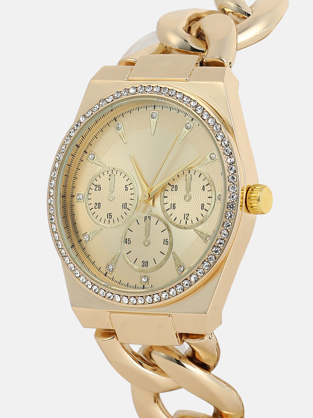 The Three-Dial Chunkylink Cushion Watch - California Gold