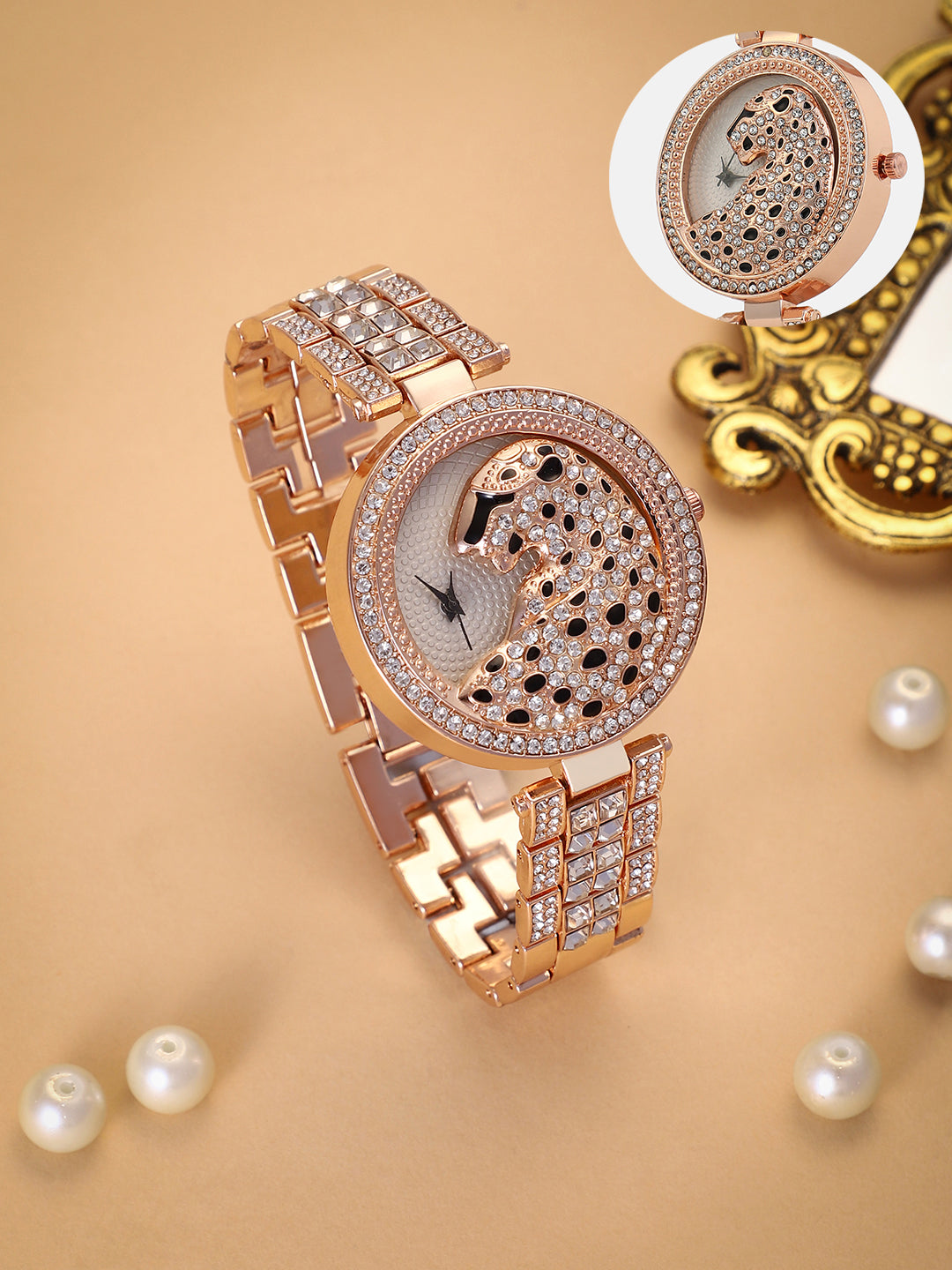 The Bijou Jaguar Round Watch - Rose Gold