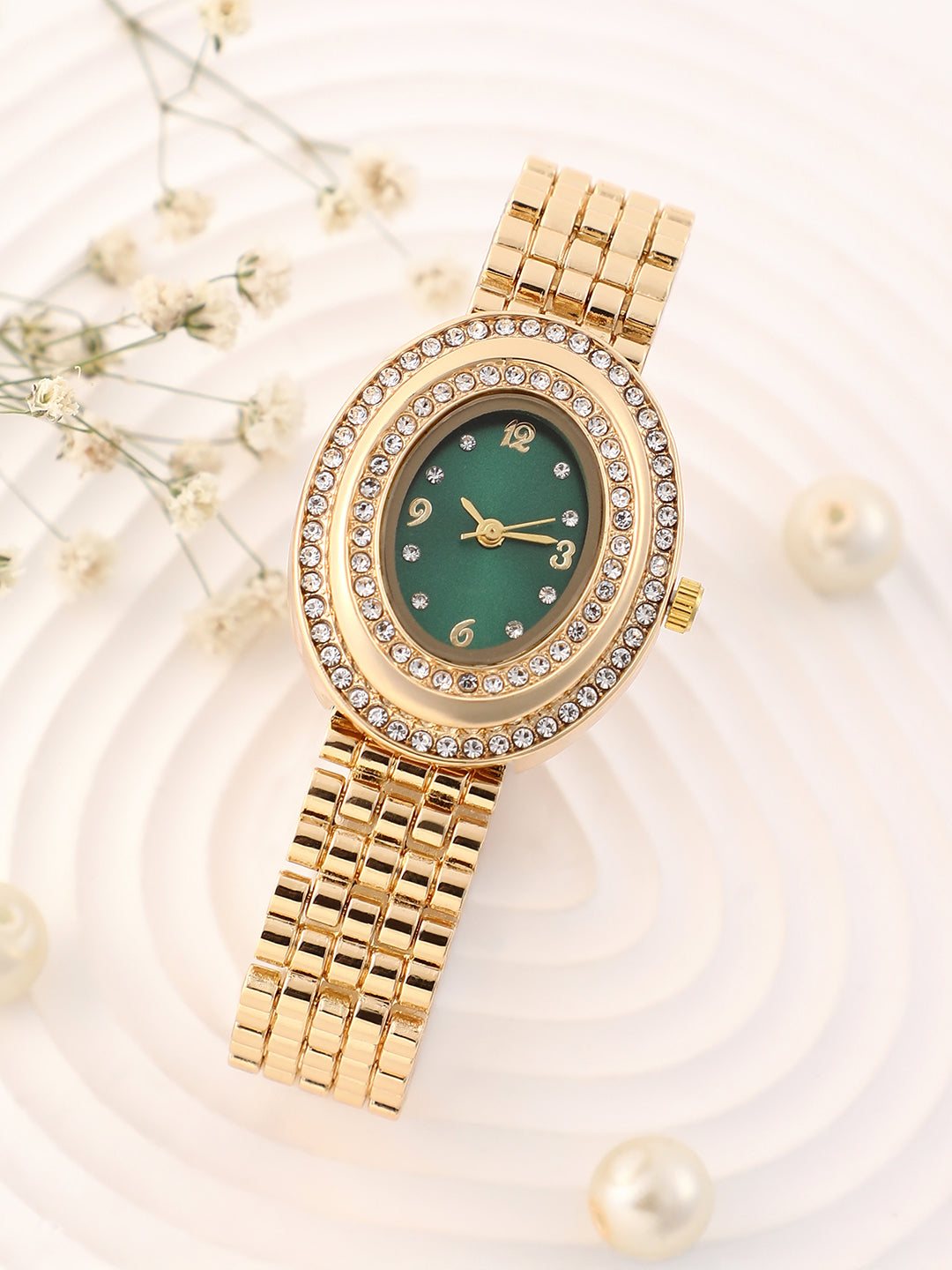 The Mounted Gem Oval Watch - Emerald Green