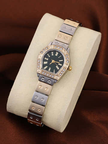 The Slim Torque-Roman Asymmetric Watch - Metallic Silver & California Gold