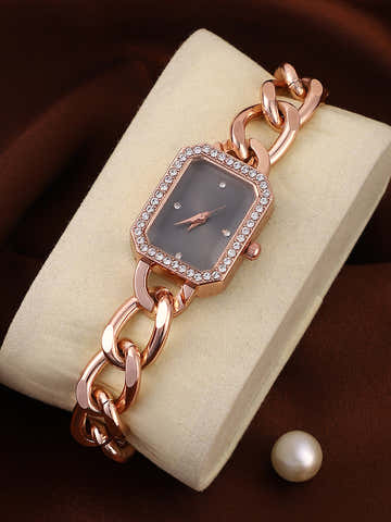 The Chainlink Gem Rectangular Watch - Rose Gold