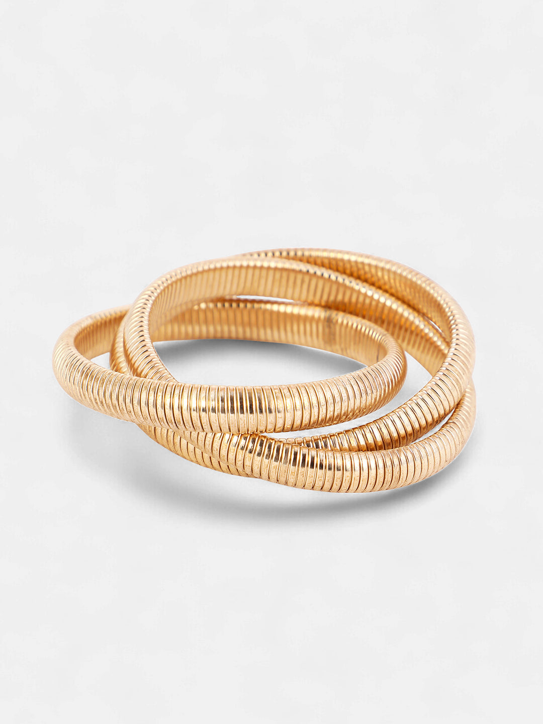 The Snake-Ribbed Bangle Bracelet - California Gold