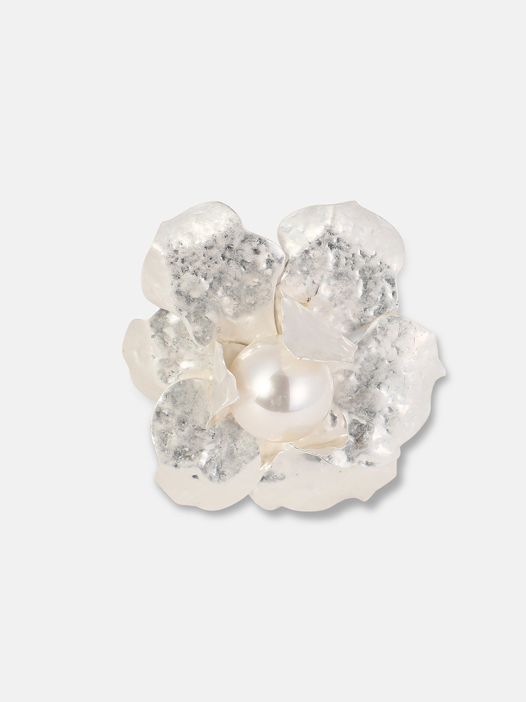 The Flora-Bloom Statement Bracelet - Metallic Silver