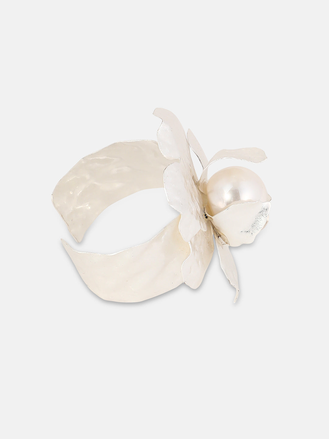 The Flora-Bloom Statement Bracelet - Metallic Silver