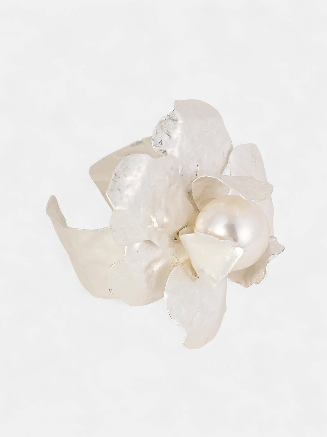 The Flora-Bloom Statement Bracelet - Metallic Silver
