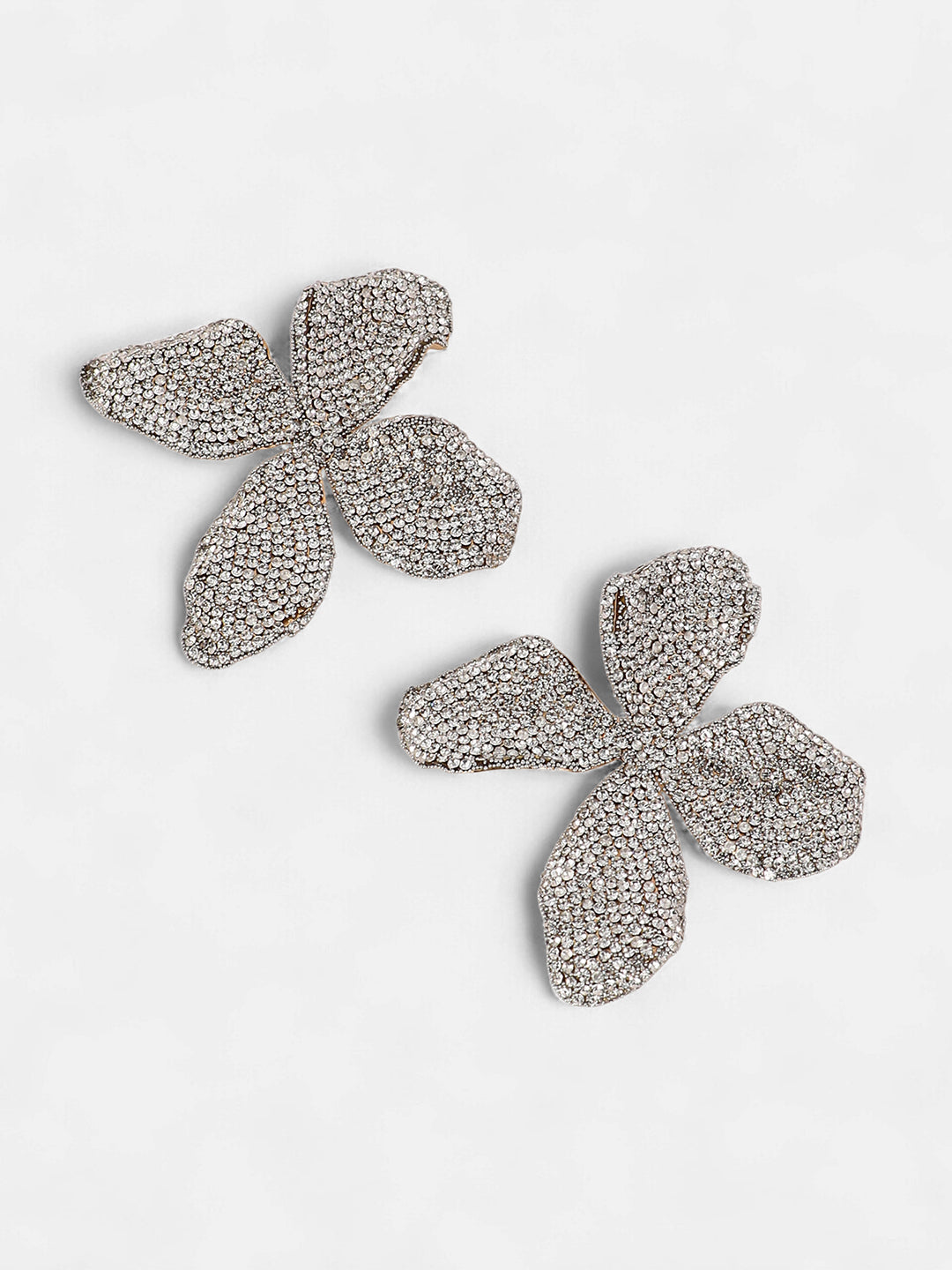 The Bling-Petalia Statement Earrings - Crystal Silver