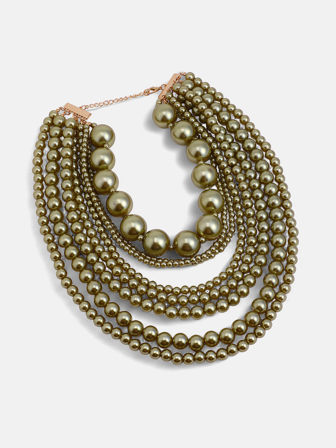 The Antoinette Multi-Layer Necklace - Olive Green