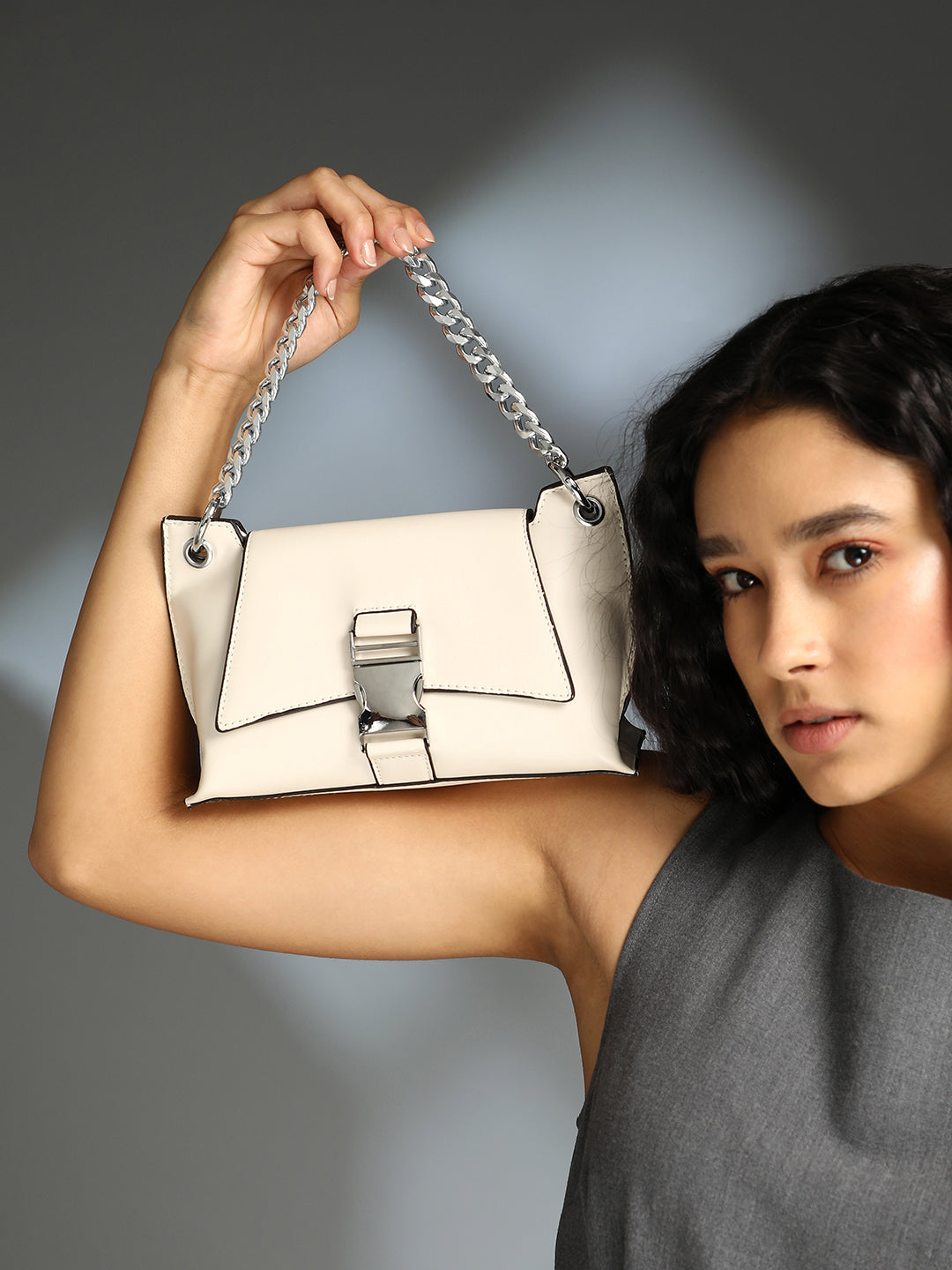 The Indus-Slouch Hand Bag - Cream White