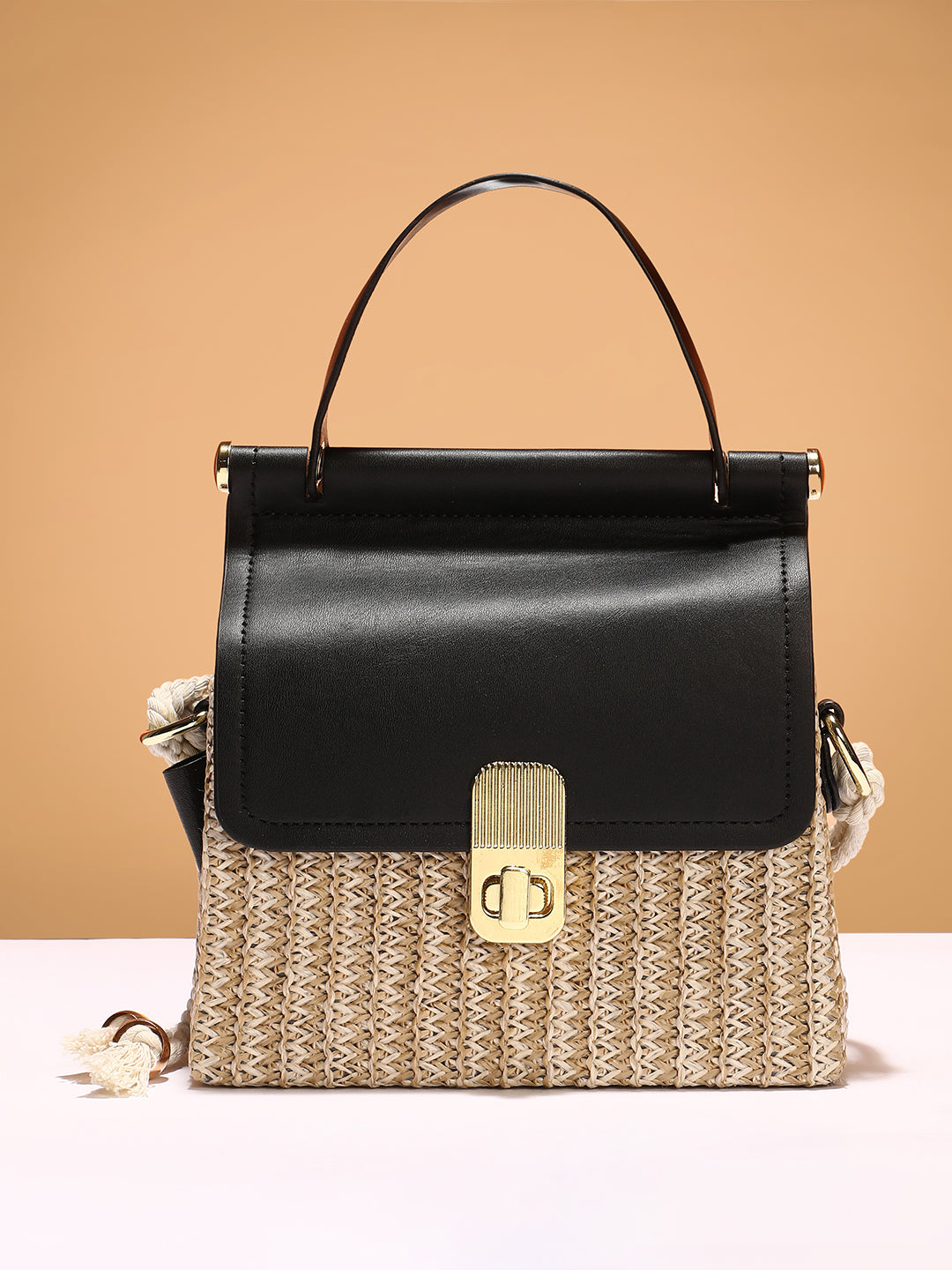 The Small Straw-Médecin Hand Bag - Onyx Black