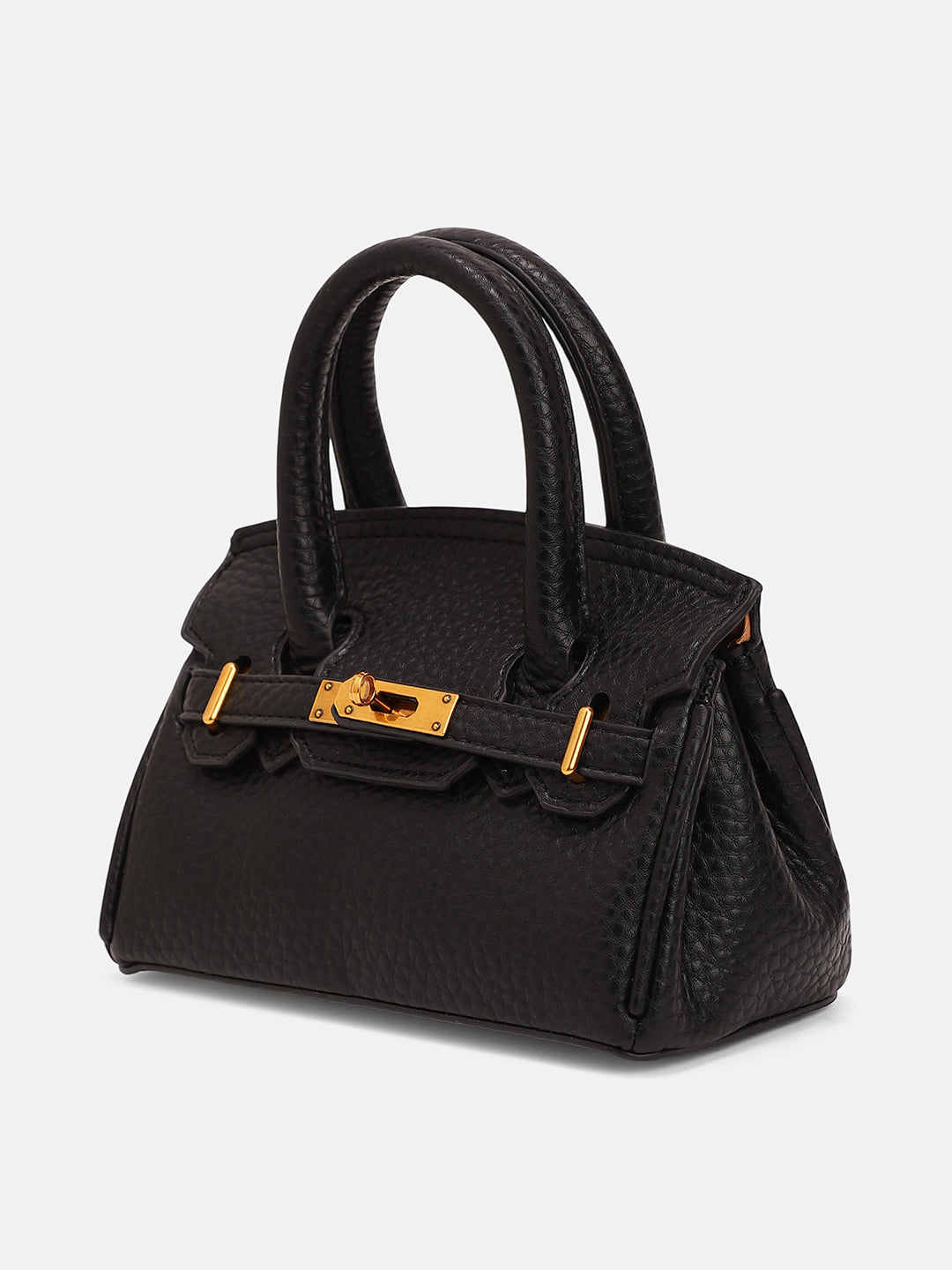 The Mini Overlap Satchel Sling Bag With Pouch - Onyx Black