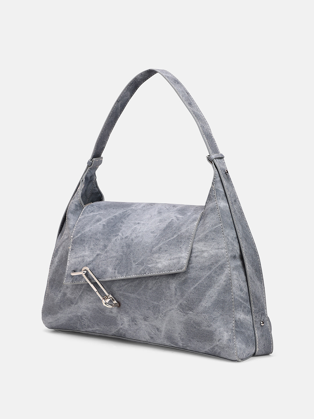 The Large Slant-Flap Hobo Bag - Icy Blue