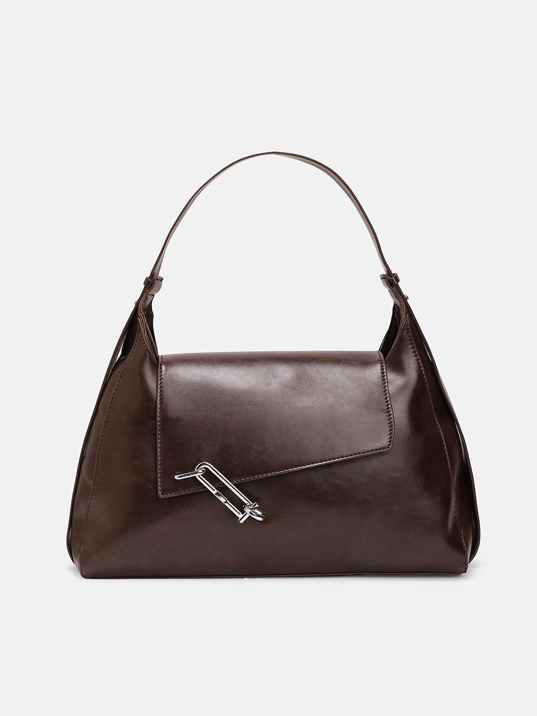 The Large Slant-Flap Hobo Bag - Coffee Brown