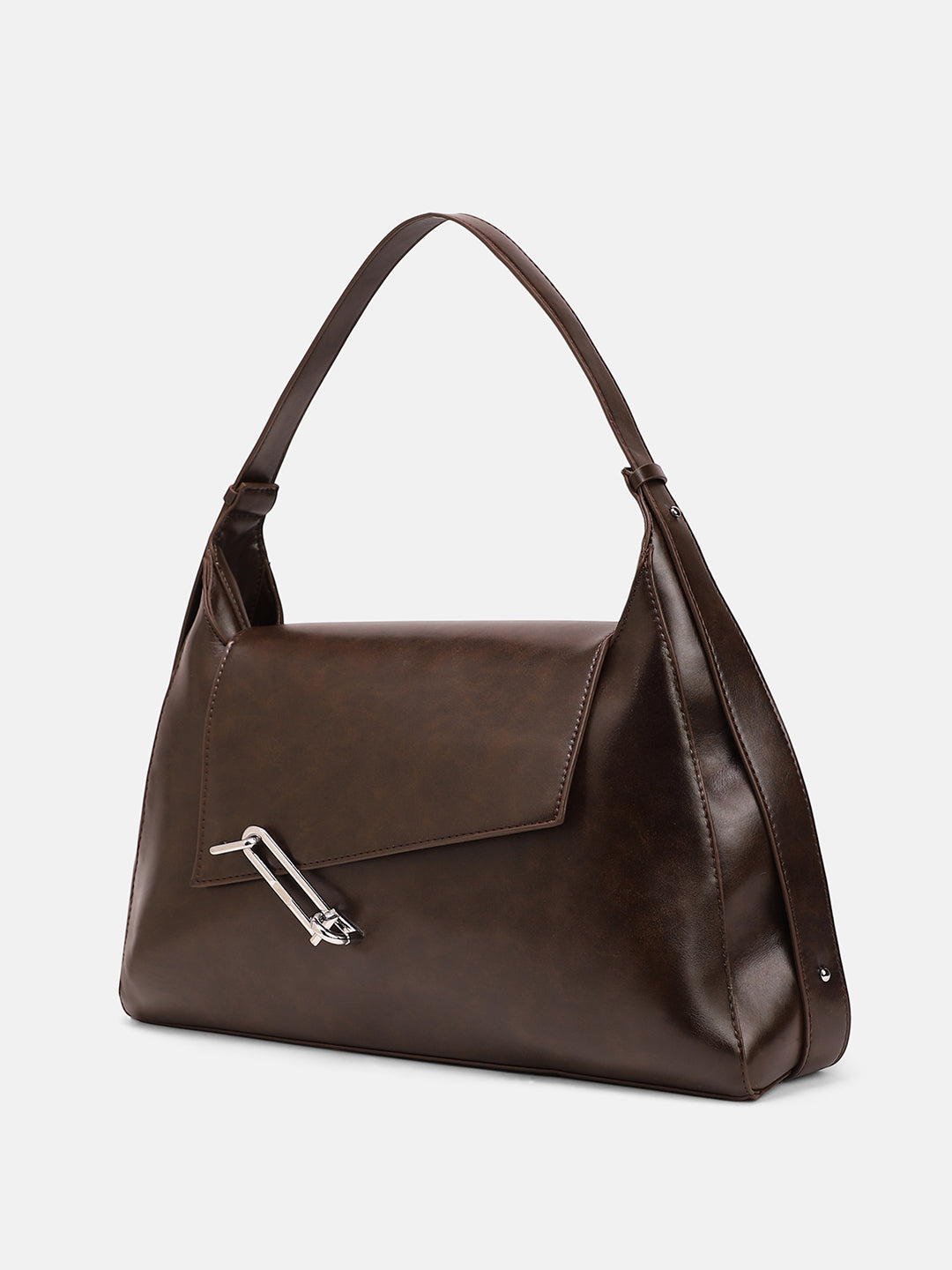 The Large Slant-Flap Hobo Bag - Coffee Brown
