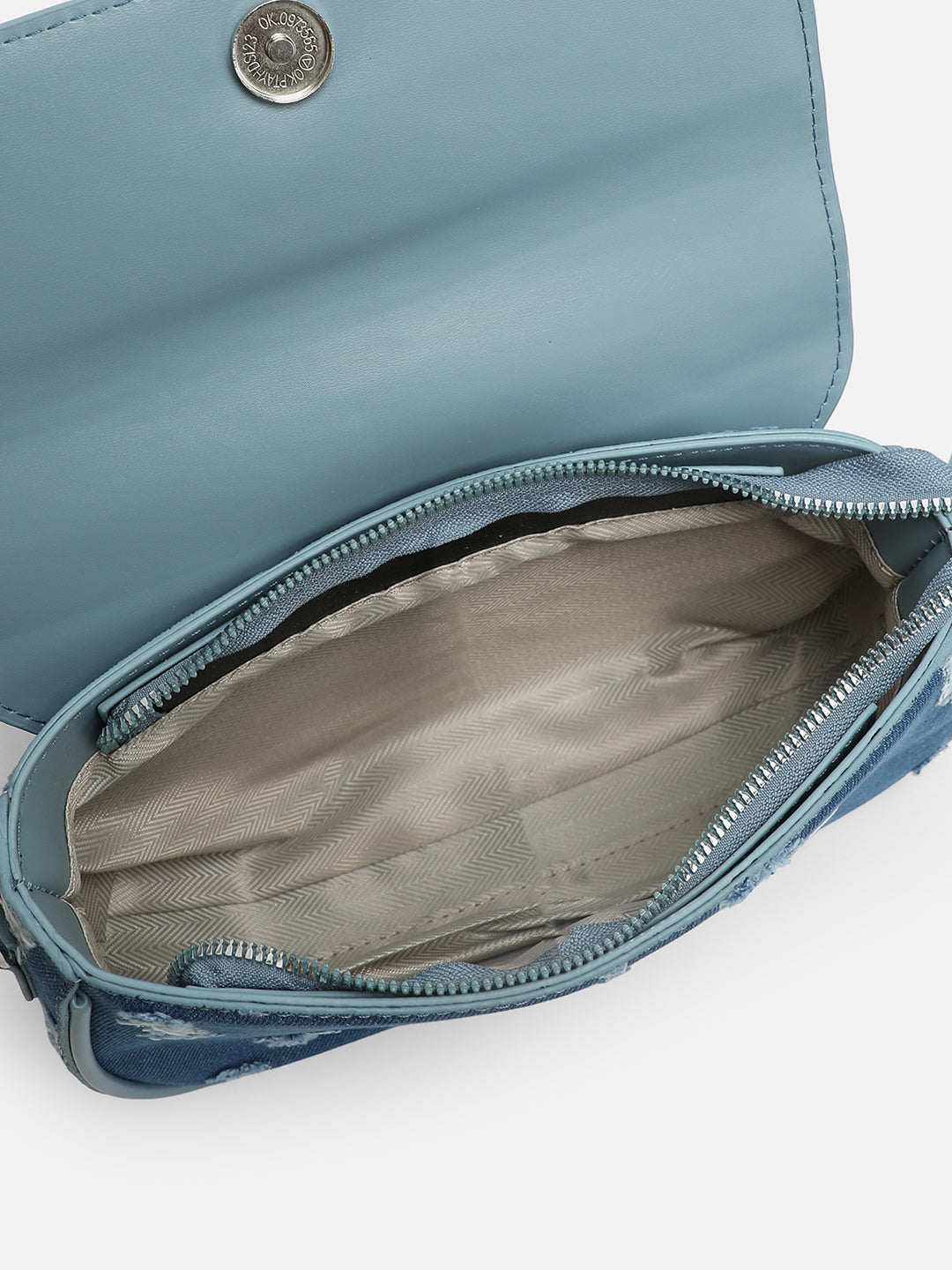 The Denim-Structured Sling Bag With Pouch - Indigo Blue