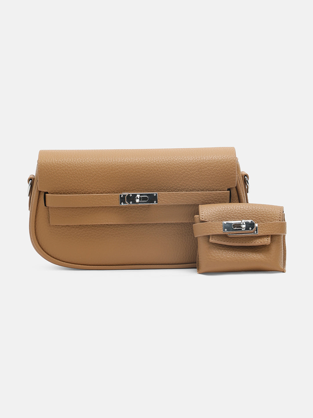The Overlap-Curve Sling Bag With Pouch - Tan Brown