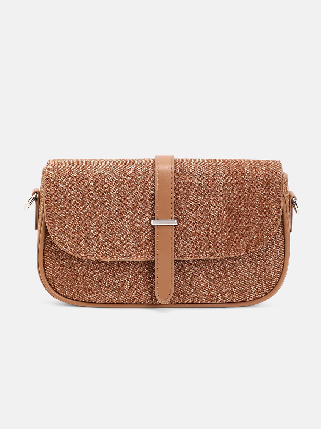 The Ribbed-Structured Sling Bag With Pouch - Peanut Brown