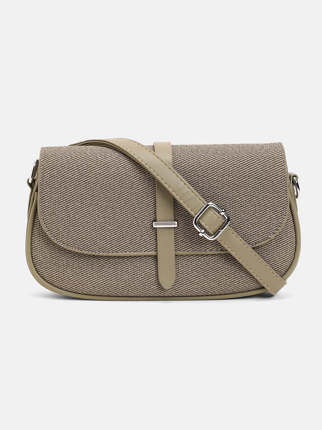 The Ribbed-Structured Sling Bag With Pouch - Olive Green