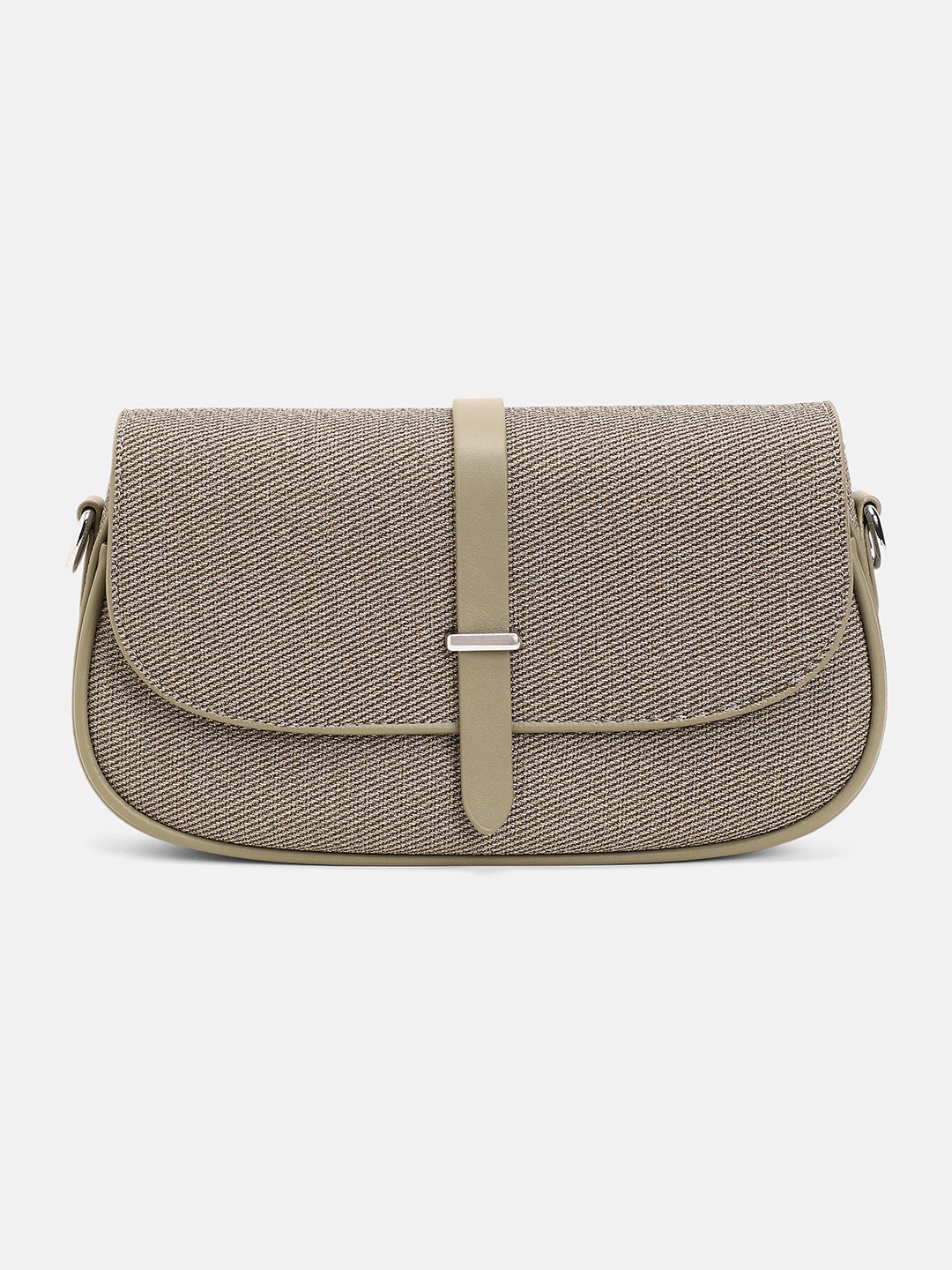 The Ribbed-Structured Sling Bag With Pouch - Olive Green