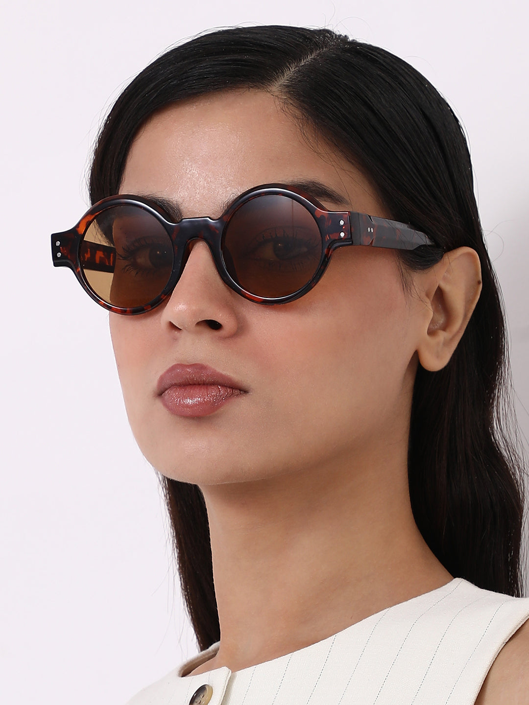 The Scholar Round Sunglass - Coffee Brown