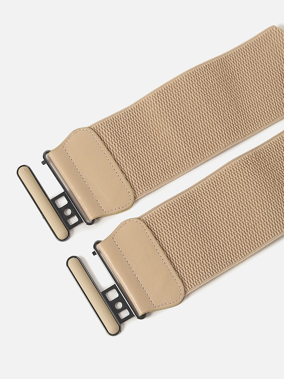 Beige Textured Stretch Waist Belt