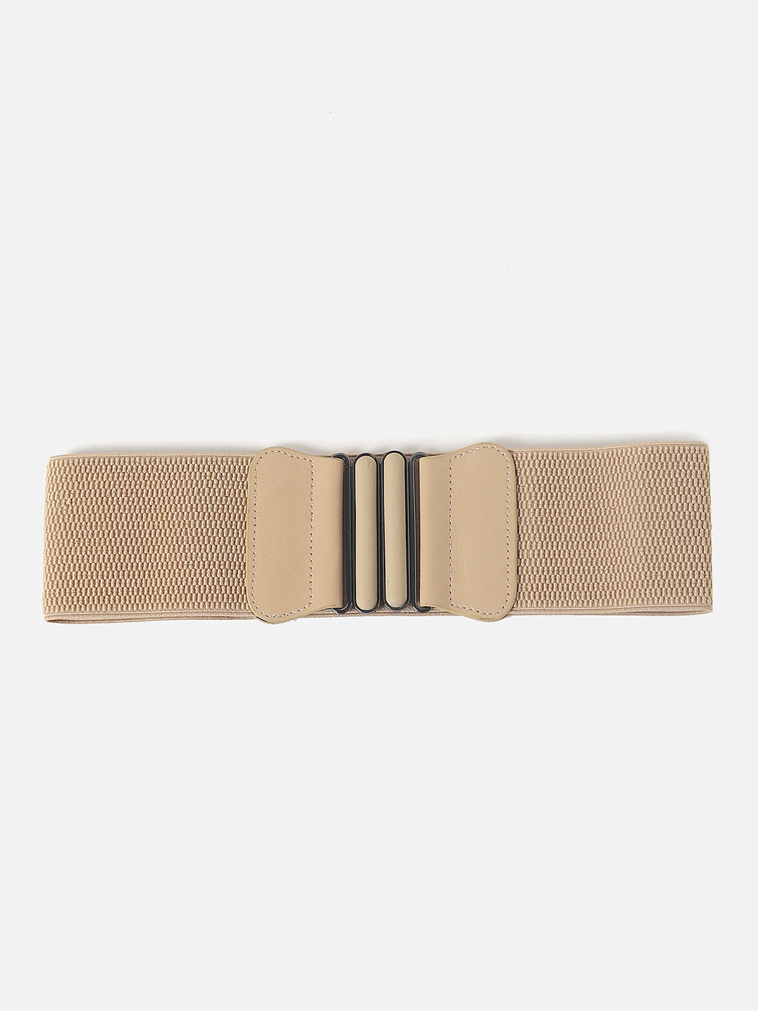 Beige Textured Stretch Waist Belt