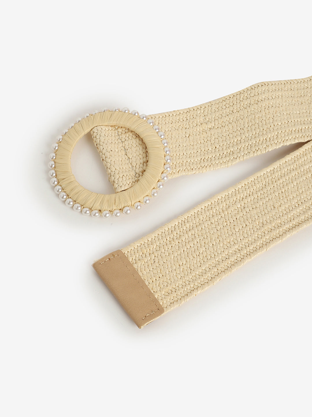 WOMEN CREAM TEXTURED WAIST BELT