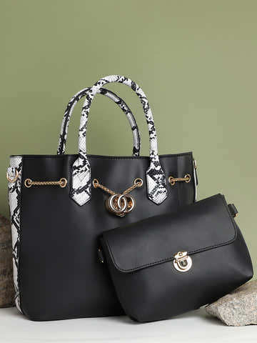 Stella Black HandBag With Pouch Set