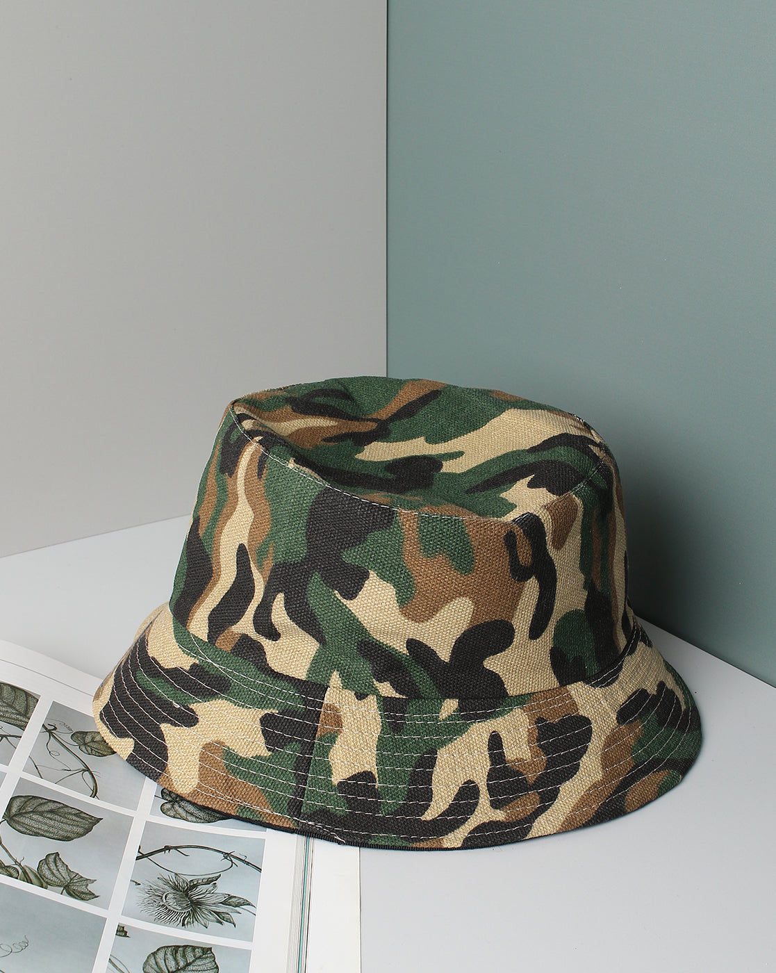 French Accent Men Camouflage Printed Bucket Hat