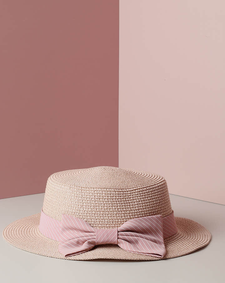 Beige Textured Scarf Sun Hat