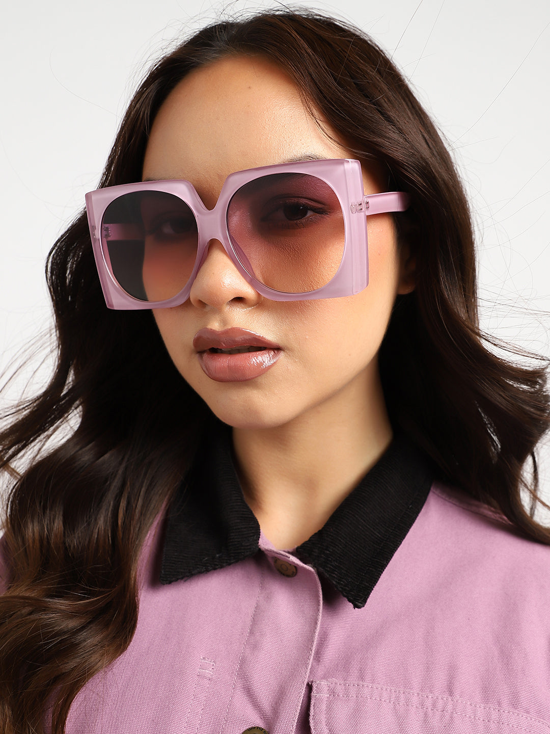 Purple Colour Tinted Lens Oversized Sunglass