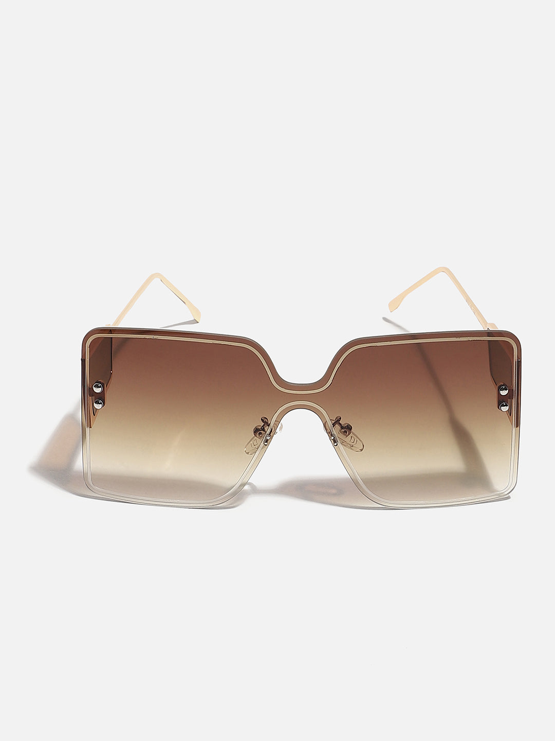 Tinted Brown Lens With Gold Frame Oversized Sunglass
