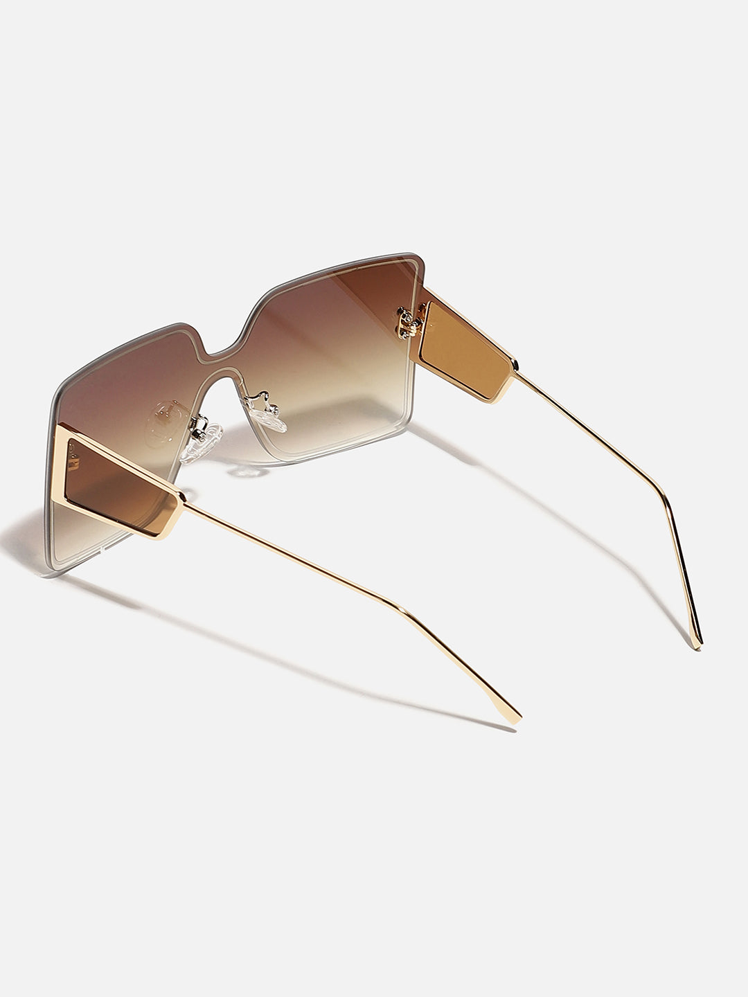 Tinted Brown Lens With Gold Frame Oversized Sunglass