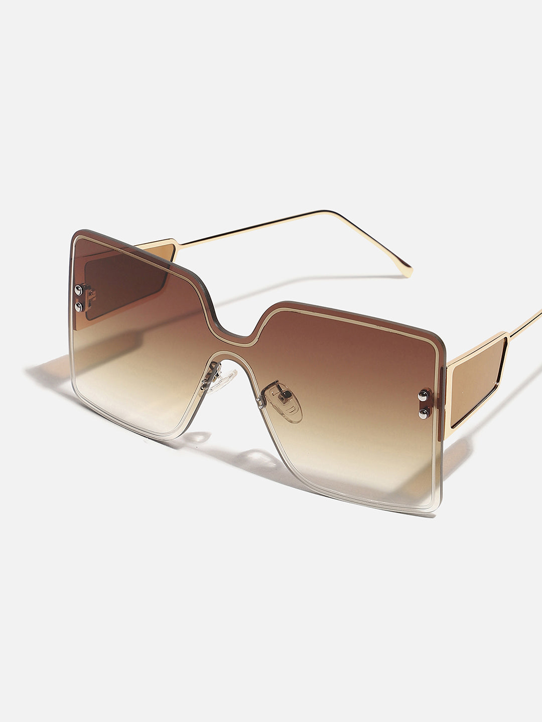 WOMEN TINTED BROWN LENS WITH GOLD FRAME OVERSIZED SUNGLASS