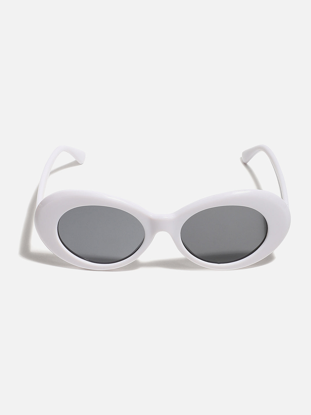 Black Lens, White Frame Oval Sunglass
