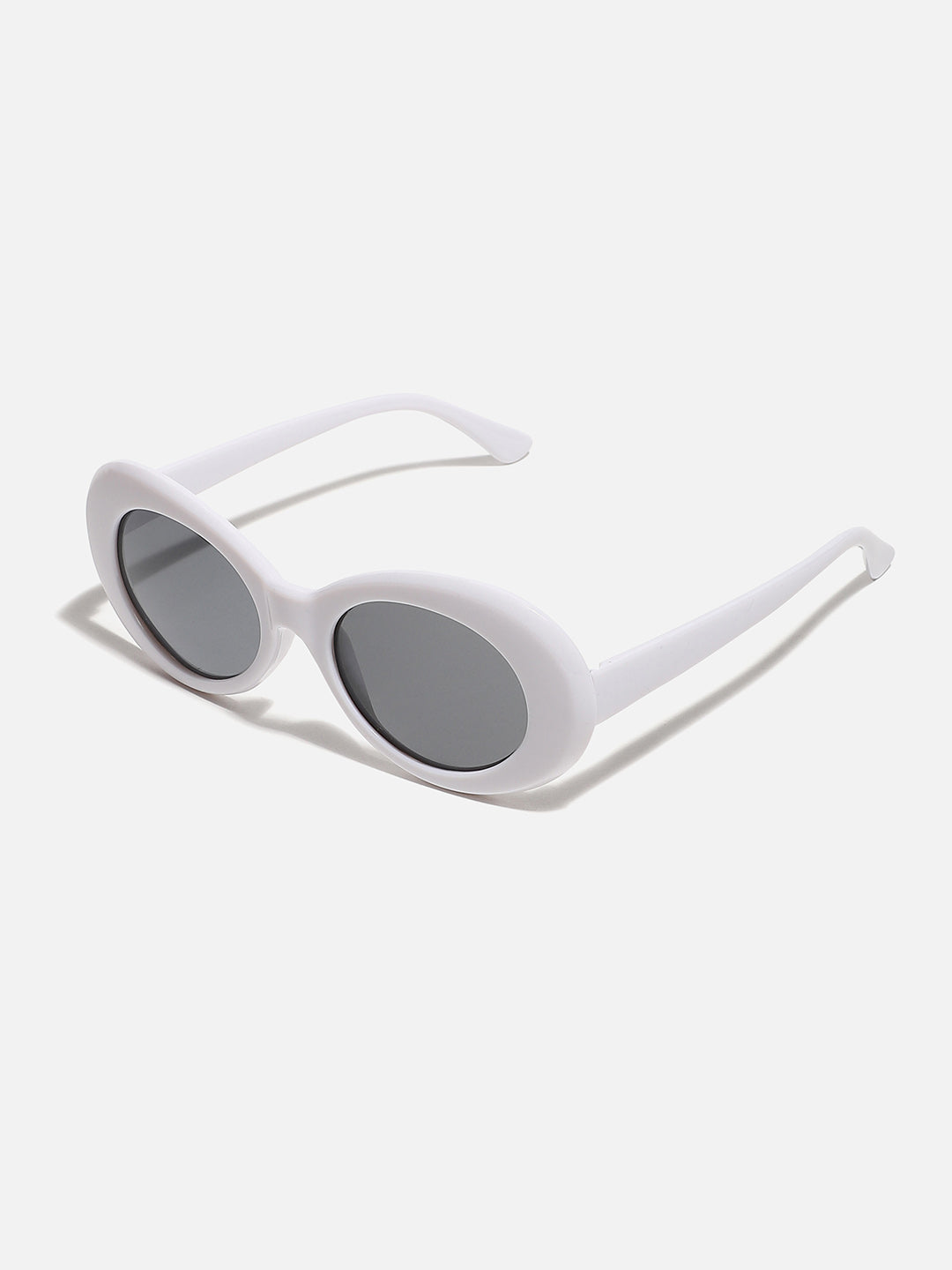 Black Lens, White Frame Oval Sunglass