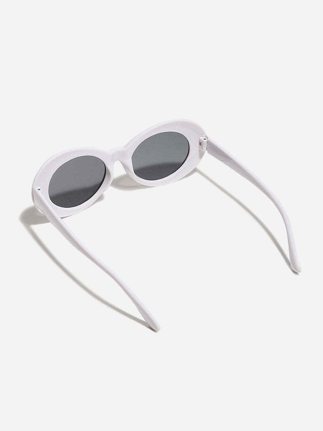 Black Lens, White Frame Oval Sunglass