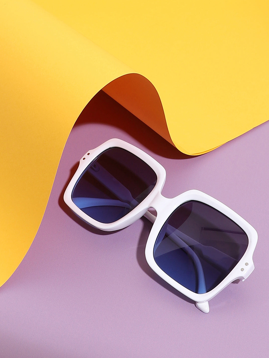 Tinted Lens White Frame Oversized Sunglass