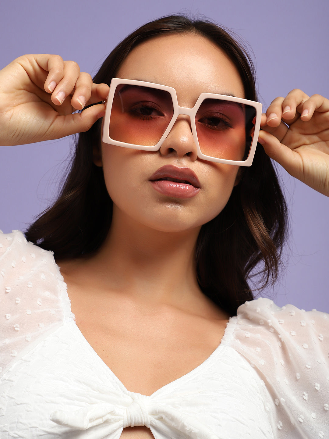 Haute Sauce Women Rectangle Sunglasses With Polarised Lens