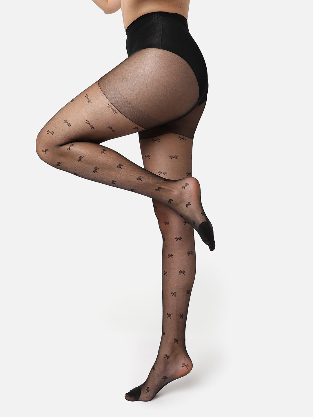 Black Printed Sheer Stockings