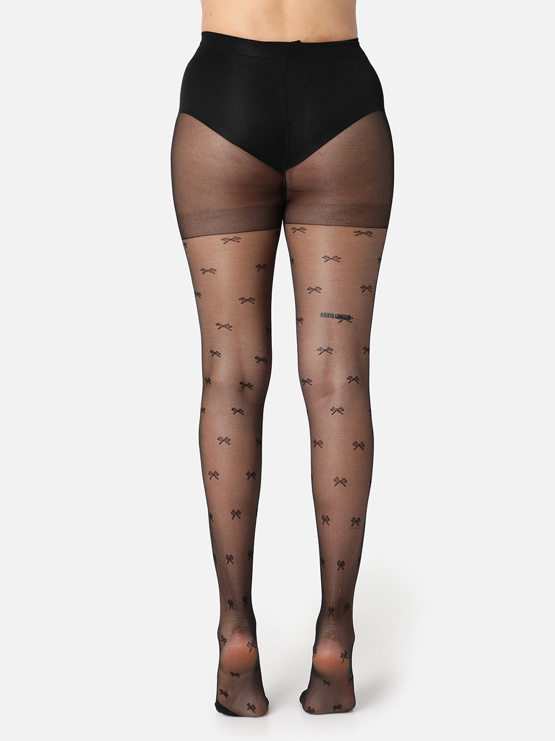 Black Printed Sheer Stockings