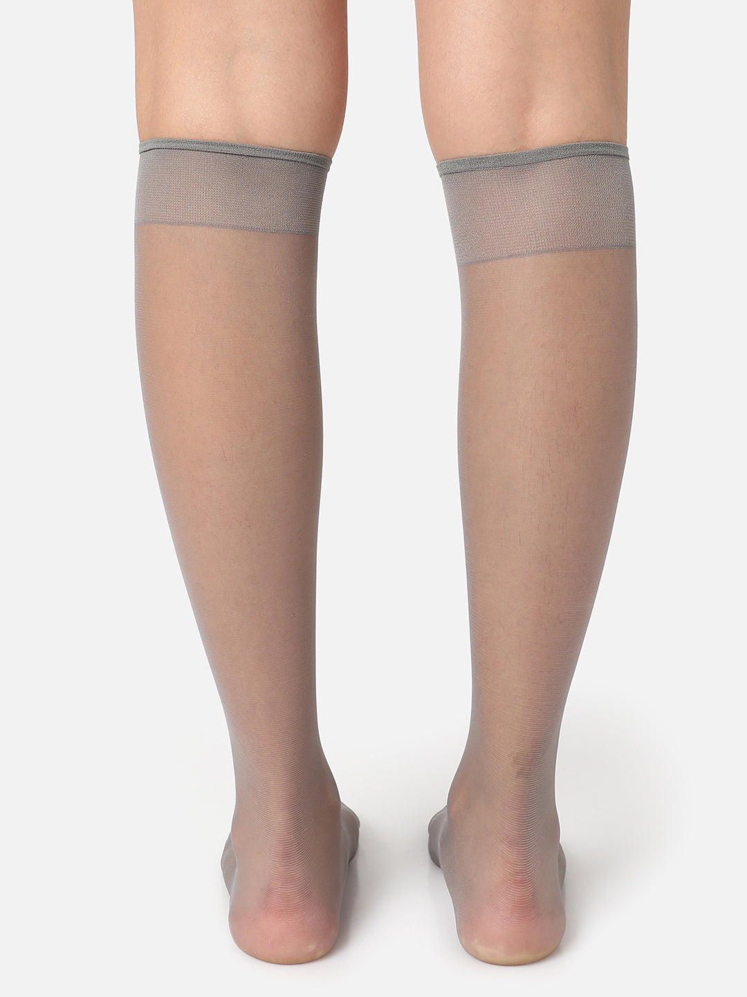 Grey Solid Knee High Stockings