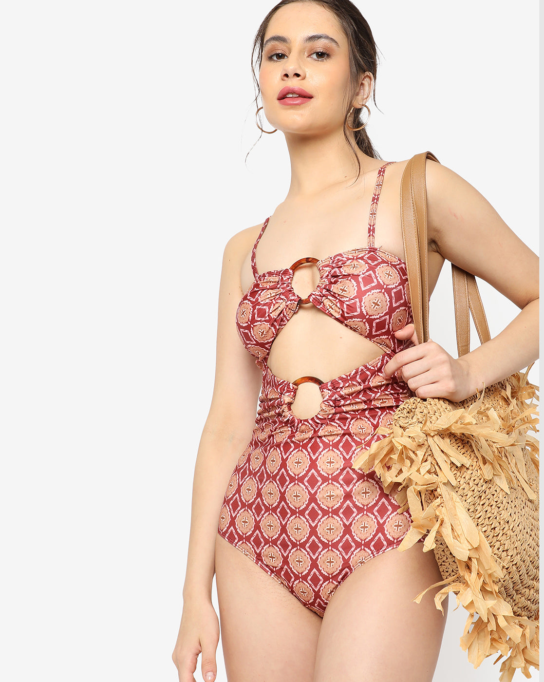 Women Printed boho cut-out swimsuit