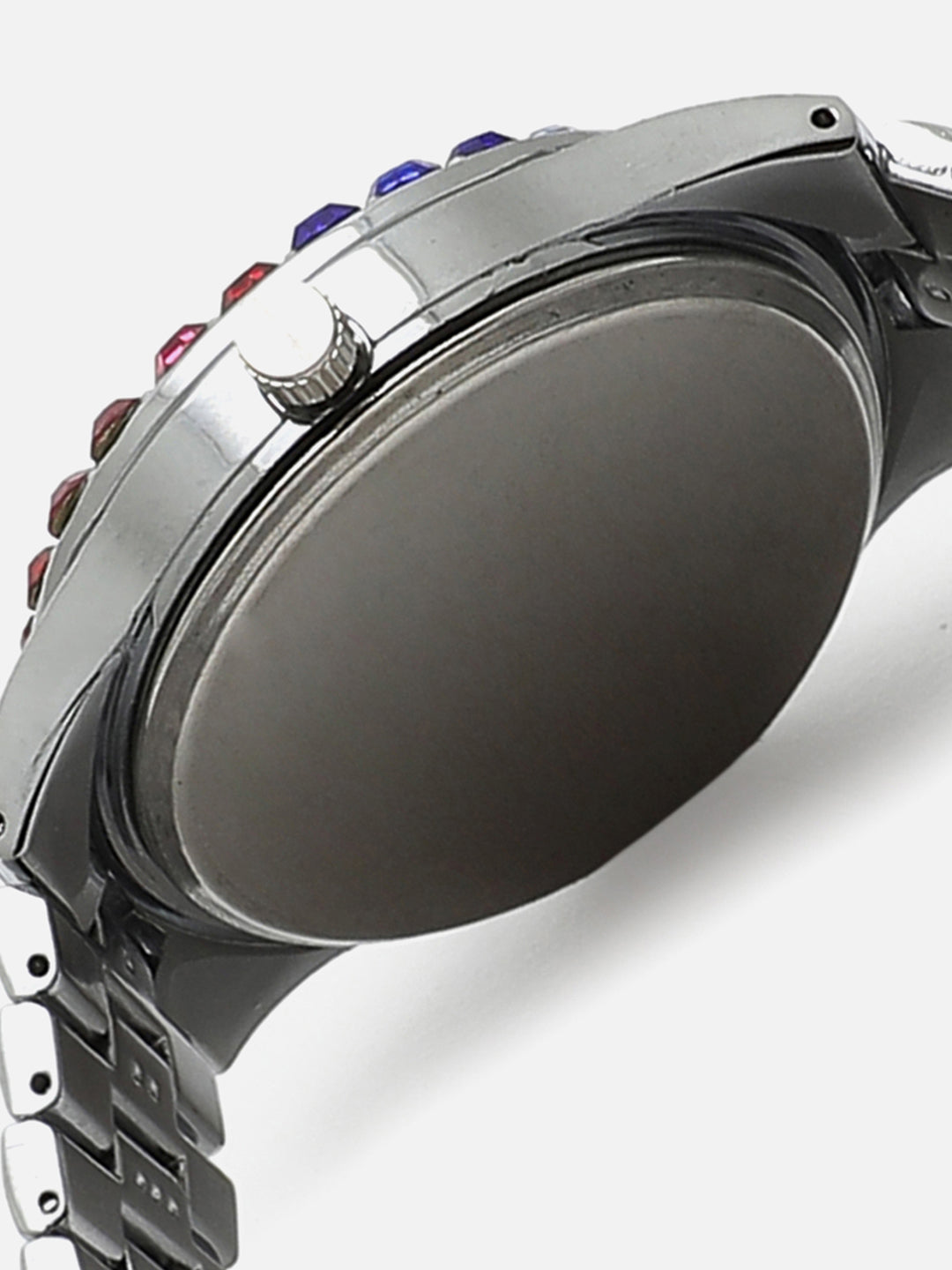 White Embellished Analog Round Dial With Crystal Stones Silver Metal Strap Watch & Bracelet