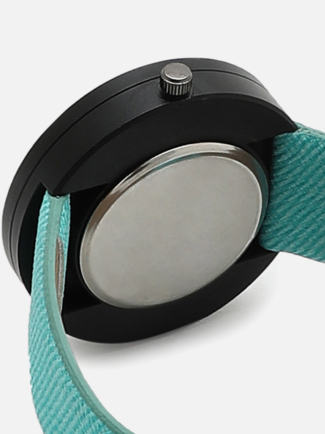 Blue Analog Round Dial With Black Hour Marker & Blue Leather Strap Watch & Bracelets