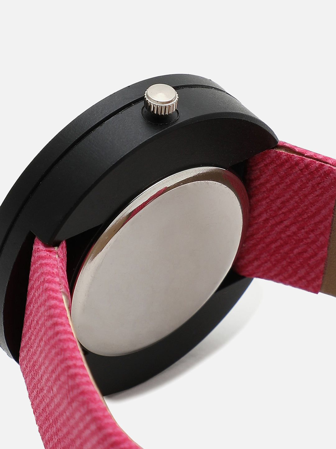 Pink Analog Round Dial With Pink Canvas Strap Watch & Bracelets