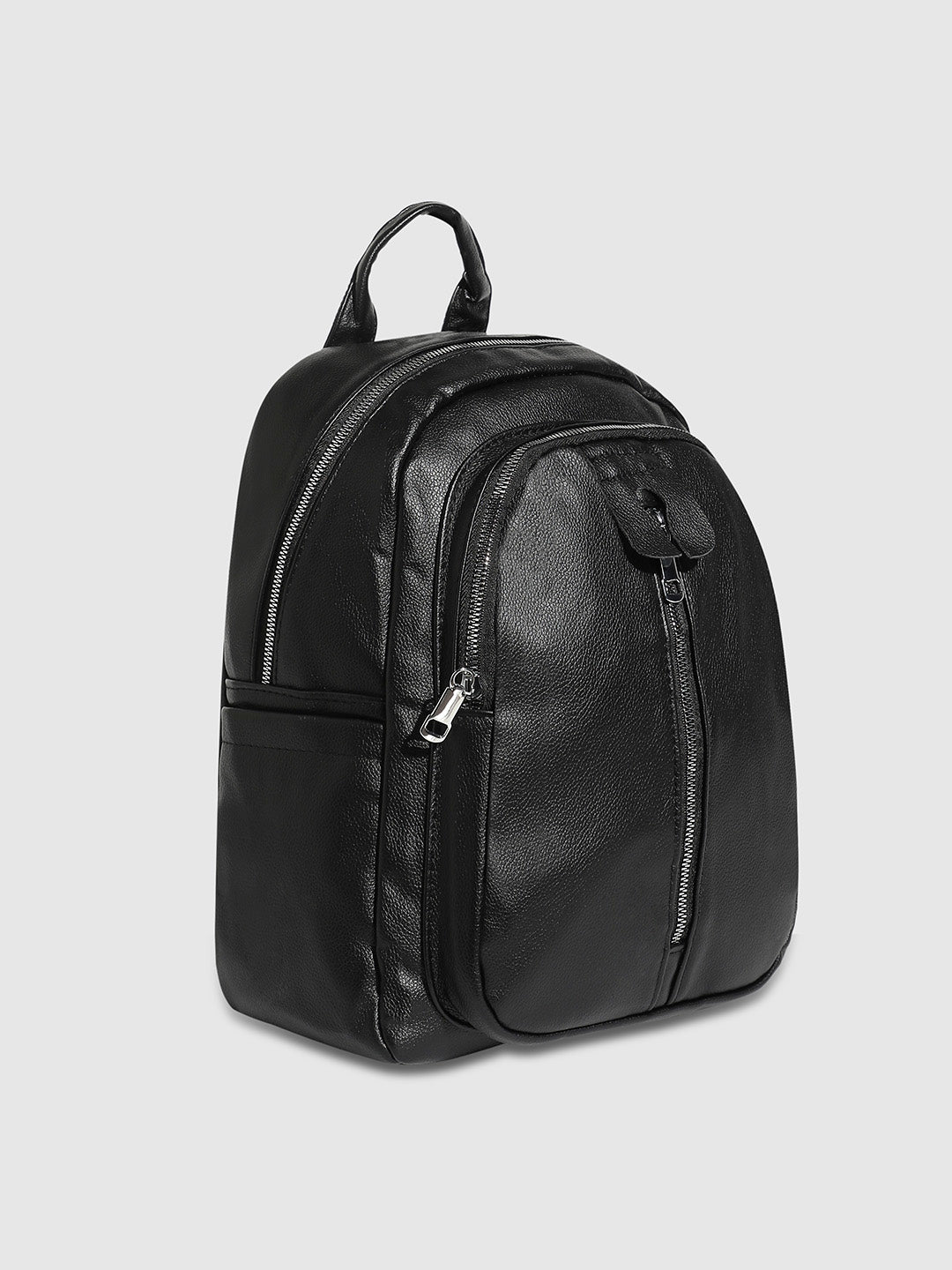 Zip-Front Curve Mini Backpack - Black