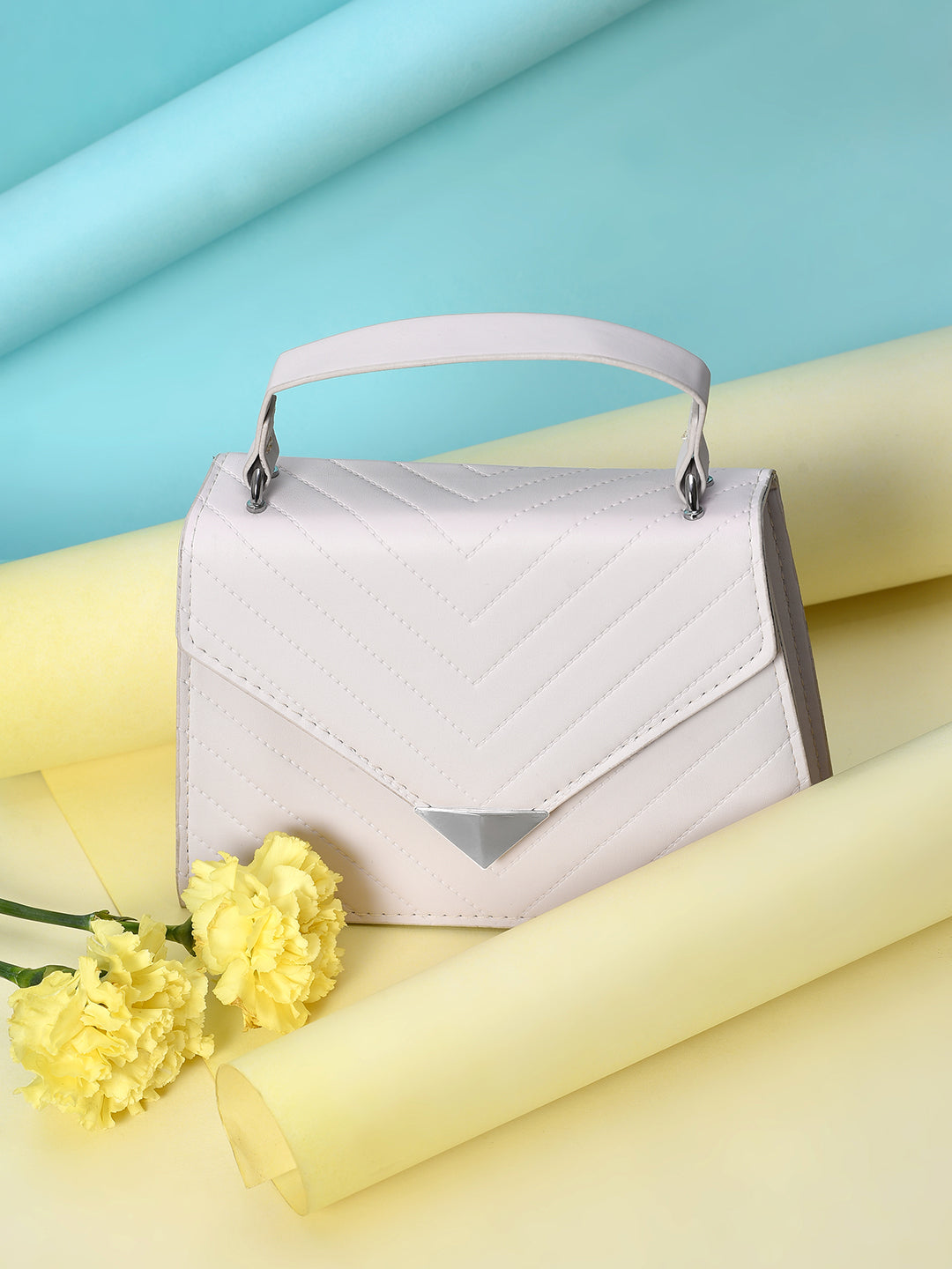 White Textured Sling Bag