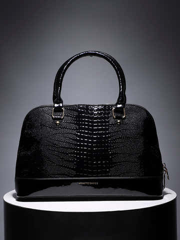 Scale Top Handle Handbag - Black