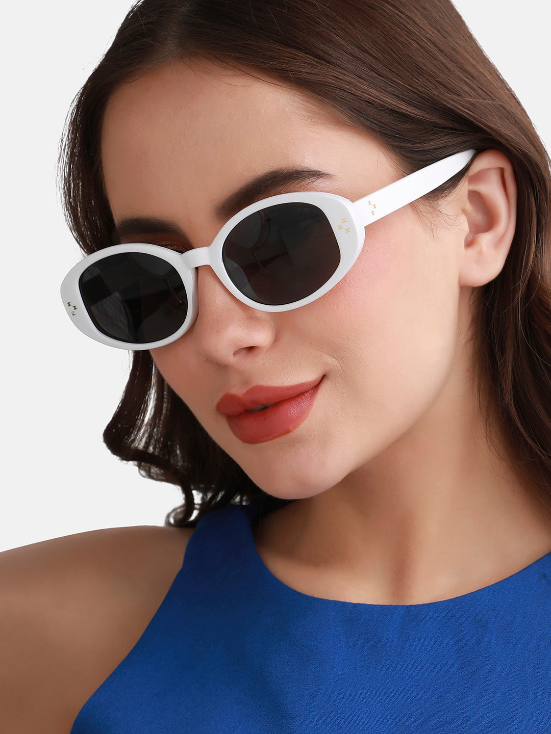 Solid Oval Sunglasses - White